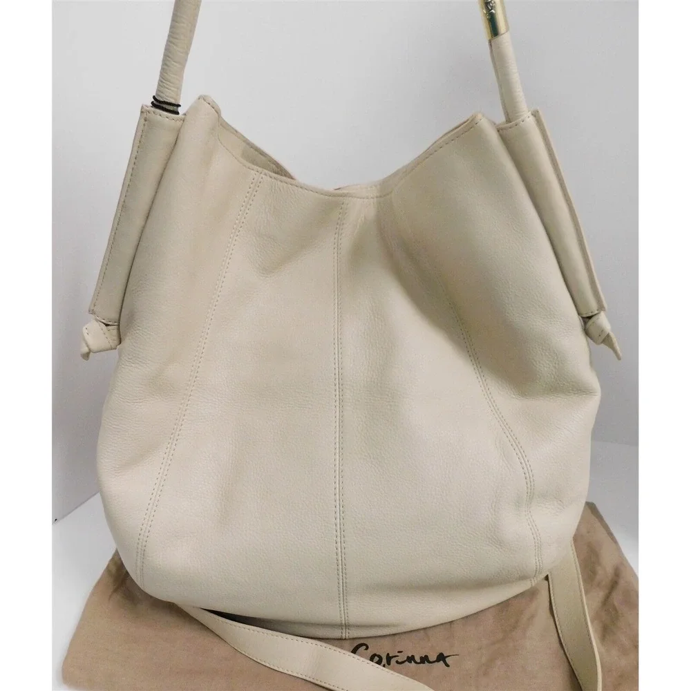 New‎ Foley + Corinna Southside Ecru Leather Hobo Crossbody Bag